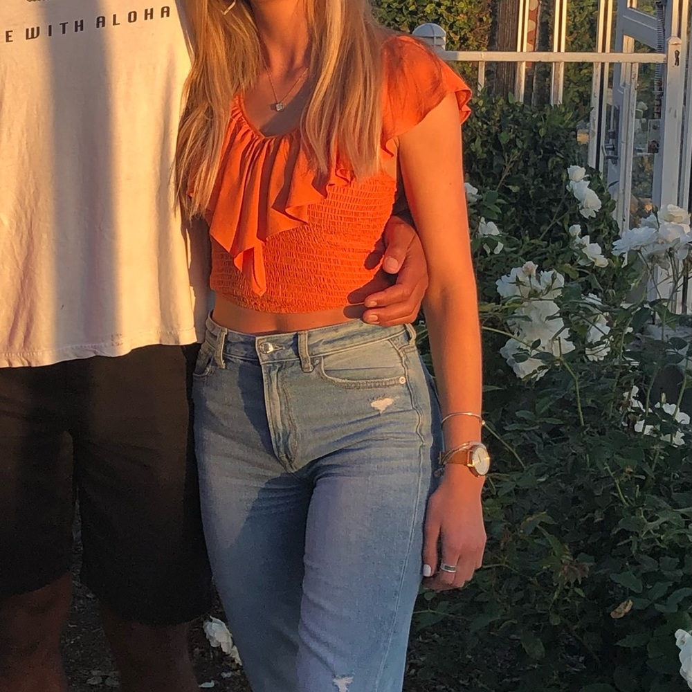 COPY - Orange crop top with ruffles
